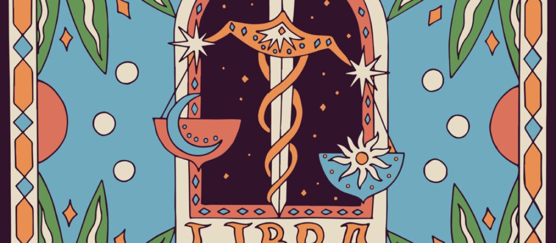 Libra,Zodiac,Sign.,Horoscope.,Illustration,For,Souvenirs,And,Social,Networks